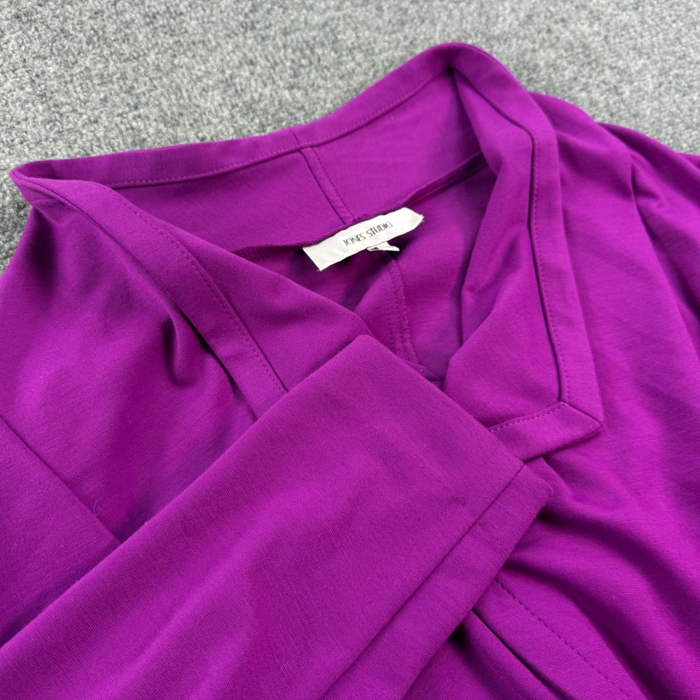 Jones Studio Jacket Large Purple Open Front Shawl Collar Knit Blazer Womens